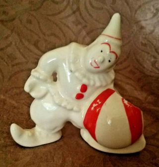 Vintage Ceramic Clown With Ball Planter / Vase (circa 1940 
