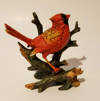 Vintage Hachiro Goto Porcelain Cardinal Figurine On Branch 
