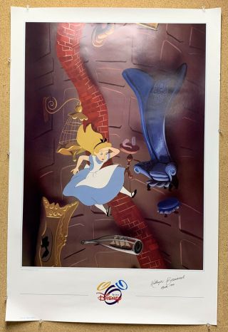 Vintage Poster Signed By Voice Of Alice In Wonderland The Art Of Disney 24 X 36