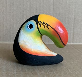 Unique & Gorgeous Vintage Clay/pottery Hand Painted Colored Parrot Bird Figurine