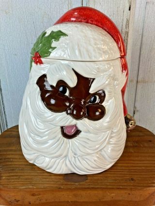 Vintage Carol Gifford African American Black Santa Claus Cookie Jar Adorable