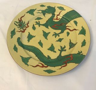 Antique Vintage Chinese Dragon Plate 8 1/2” Diameter /stamped