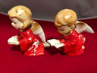 Vtg L & M Japan Christmas Angels - Wings and Red Clothing 2