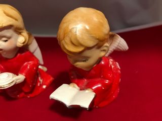 Vtg L & M Japan Christmas Angels - Wings and Red Clothing 3