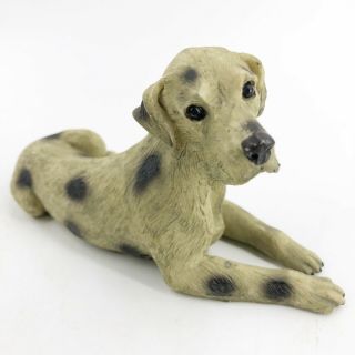 Vintage Artmark Great Dane Dog Puppy Figurine Laying Uncropped Harlequin