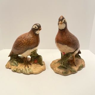 Vintage Holland Mold Quail/pheasant Hand Painted Ceramic Figurines Male/female
