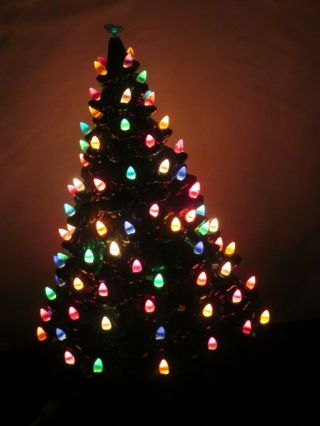 Vintage Ceramic Christmas Tree Holland Mold 19 " Star Base Light Lighted (d185)