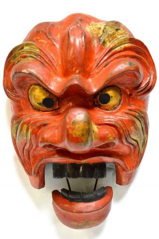 Japanese Traditional Bugaku Mask Nasori (納曽利) Demon Noh Kagura Kabuki Samurai