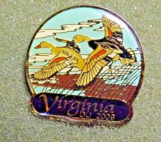 2009 Ducks Unlimited Virginia Lapel Pin Flying Ducks