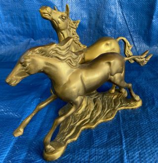 Vintage Brass Horses / Stallion / Filly / Mare / Equine Art Sculpture Figurine