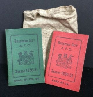 Vintage Collectable Bradford City Football Season Tickets Valley Parade 1930/1