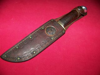Vintage Wwii Era Western Leather Handle Side Knife W/sheath Exc