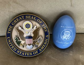 Trump White House 2018 Easter Blue Egg Signature,  Eagle Seal Magnet = 2 Pc