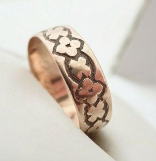 Antique Victorian Solid Rose Gold Eternity Cigar Wedding 6mm Band Ring Sz 8