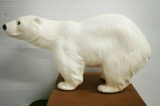 Vintage Ceramic Polar Bear 11 " Long By 5 " Tall.  Signed D.  C.  1978 Vgc