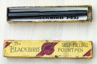 Mabie Todd Blackbird Black Hard Rubber Vintage Fountain Pen Boxed