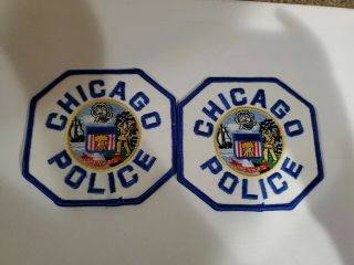 Set Of 2 Chicago Illinois Il Blue Border Police Patch