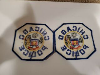Set Of 2 CHICAGO ILLINOIS IL blue border POLICE PATCH 2