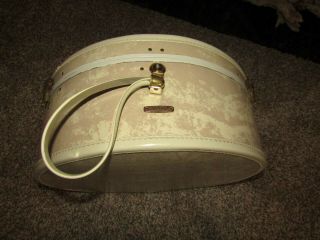 Vintage Samsonite Shwayder Bros Hard Round Suitcase Luggage Cream 4520 2