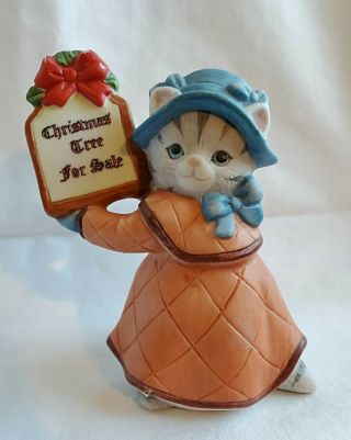 " Rare " Schmid Kitty Cucumber Vtg 1989 - Kitty W/sign Christmas " Tree "