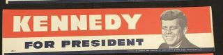 John F Kennedy For President Jfk 1960 Campaign Bumper Sticker - Jh542