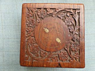 Vintage Hand Carved Wood Trinket Jewelry Box 6 " X 6 " X 2.  25 " Floral Woodworking