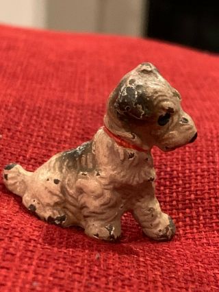 Vintage Metal Sealyham Terrier Dog With Paint,  1.  5 "