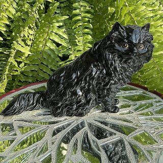 Shafford Black Persian Cat Kitty Figure 6 " Tall X 9 " Long Ceramic