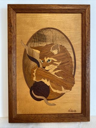 Hudson River " Miss Mischeif " Wood Inlay Marquetry By Nelson