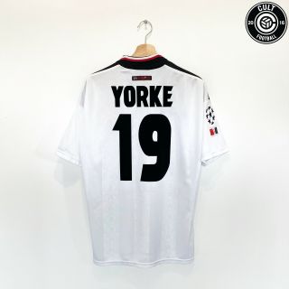 1998/99 Yorke 19 Manchester United Vintage Umbro Cl Away Football Shirt (l)