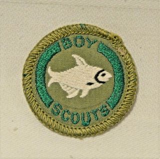 White Fish Boy Scout Angler Proficiency Badge White Back Troop Small $1 Open