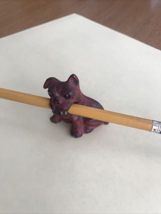 Worlds Fair Cast Iron Dog Pencil Holder Red Dog Vintage Souvenir