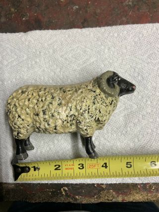 Vintage Cast Iron Black Face Ram Sheep With Horns Figure