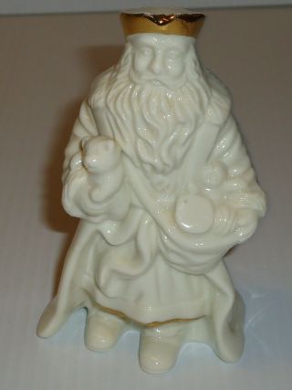 Lenox White Porcelain Santa Wise Man W/tedy 24 Kt Gold Accent Christmas Figurine