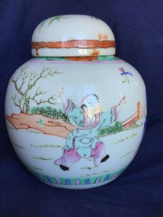 A small antique Chinese Qing Dynasty famille rose porcelain ginger jar 3