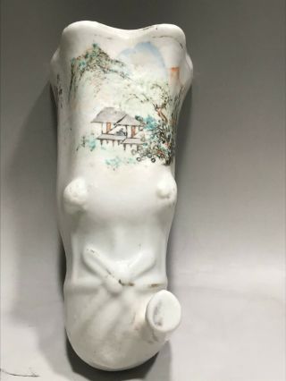 Chinese Porcelain Pavilions Painted Ceramic Vase With Black Signature