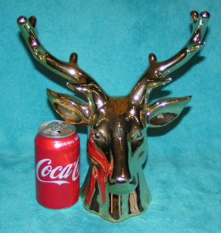 Beyondo Rare Almost 12 " Tall Gold Deer Head Figure 10 Point Buck 2015 Sculpture