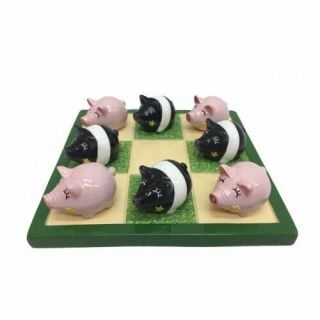 Novelty Black & Pink Pigs Noughts & Crosses Game Fun & Ornamental Home Decor Bn