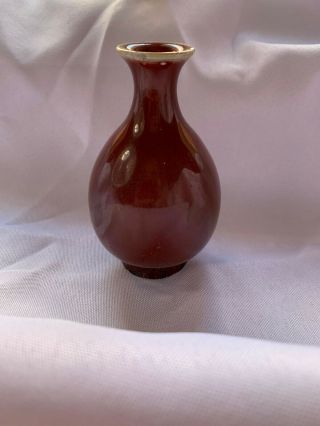 Antique Chinese Ox Blood Sand De Red Glazed Small Porcelain Vase No Mark