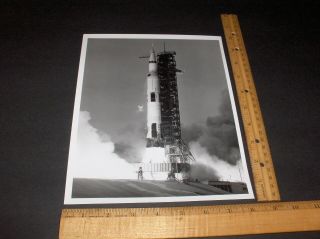 Nasa 4 - 11 - 70 Ksc Fla Apollo 13 Saturn V Space Vehicle Rocket Launch B&w Photo