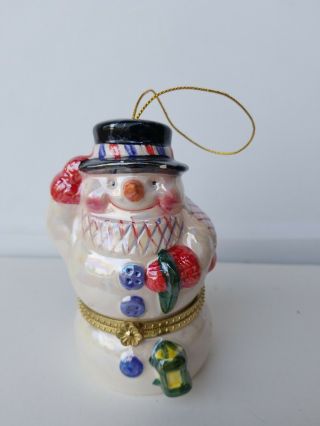 Mr Christmas Hinge Music Box Ornament Animated Carousel Snowman Joy To The World