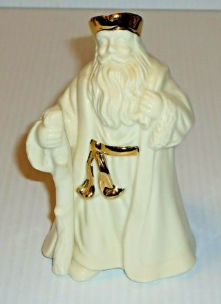 Lenox White Porcelain Santa Wise Man 24 Kt Gold Accent Christmas Figurine