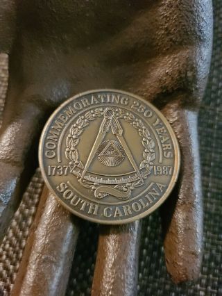 1737 1987 250 Years Grand Lodge Of Ancient Freemasons Of South Carolina Medal