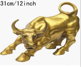Big Wall Street Old Bronze Fierce Bull Ox Statue 31cm/12inch