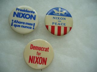 3 Richard Nixon Political Campaign Pin Pinback Badge Button No.  46