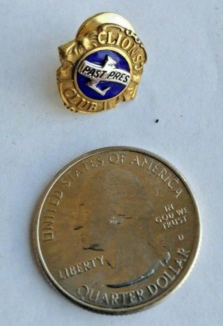 Vintage Lions Club Past President Gold Filled And Sterling Silver Lapel Pin 10k