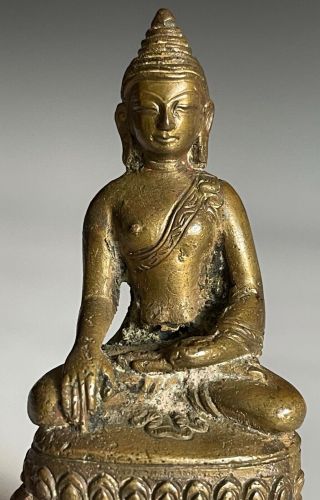Antique Chinese Tibetan Bronze Buddha Statue Figure with Mark 2