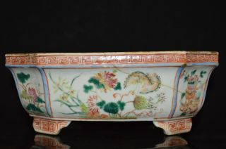Antique Chinese Famille Rose Porcelain Planter With Mark