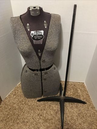 Vintage/antique Sally Stitch Push Button Dress Form/mannequin W/stand Size A