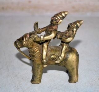 Old Antique India Brass Hand Crafted Horse Riding Hindu God Statue